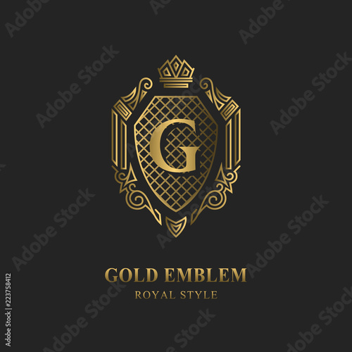 Royal Monogram Design Luxury Volumetric Logo Template 3d Line Ornament Emblem With Letter G For Business Sign Badge Crest Label Boutique Brand Hotel Restaurant Heraldic Vector Illustration Stock Vector Adobe Stock