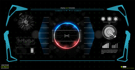 Head-up display elements for the web and app. Virtual Technology Background. Futuristic user interface. Game Design.  Vector illustration HUD background outer space.