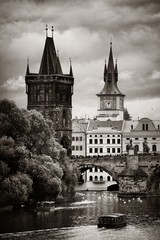 Poster - Prague skyline and bridge