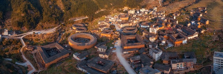 Wall Mural - Fujian Tulou aerial panorama view