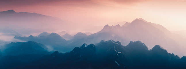 great wall at sunset
