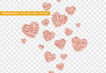 Wall Mural - pink heart bright glitter, isolated with transparent background.
