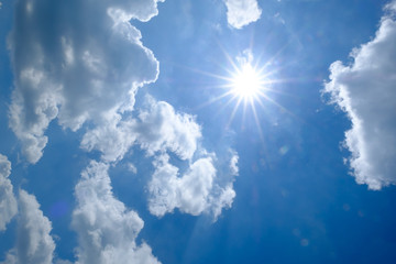 Wall Mural - sunbeam through the haze on blue sky