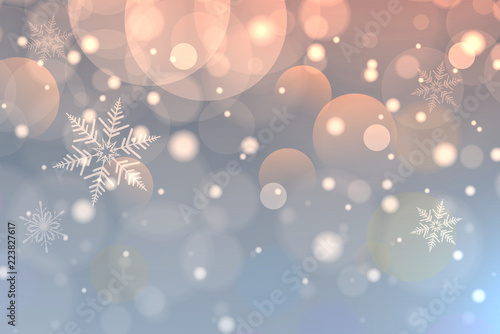 Christmas background with snowflakes, winter blue snow background