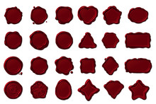 Vector Red Wax Seal Stamps Set