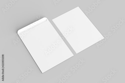 Fotografía C4 envelope mock up isolated on soft gray background