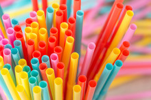 Rainbow Colors Plastic Straws