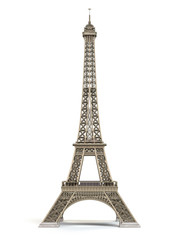 eiffel tower metallic isolated on a white background