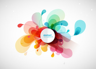 Wall Mural - abstract vector illustration with colorful half transparent flower petals. also white circle for you