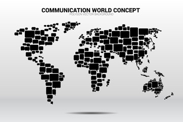 Poster - group of speech bubble icon shape to world map . concept of communication network. 