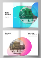 Wall Mural - the vector layout of two a4 format cover mockups design templates for bifold brochure, magazine, fly