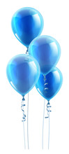A Set Of Blue Party Balloons Floating In The Air.
