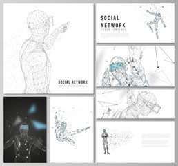 Wall Mural - the minimalistic abstract vector illustration of the editable layouts of modern social network mocku