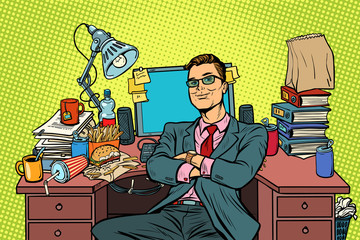 Wall Mural - pop art businessman, workplace