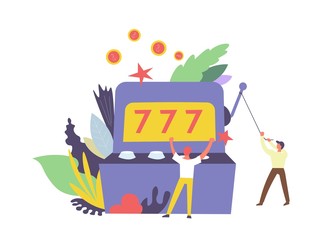 777 Gambler and machine for winning money isolated vector