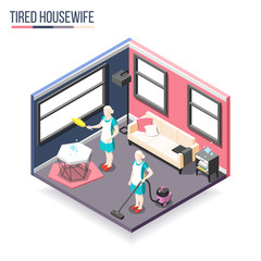 Canvas Print - Tortured Housewife Isometric Composition 