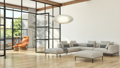 large luxury modern bright interiors apartment Living room illustration 3D rendering computer generated image