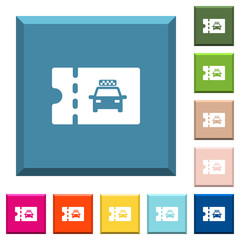 Poster - Taxi discount coupon white icons on edged square buttons