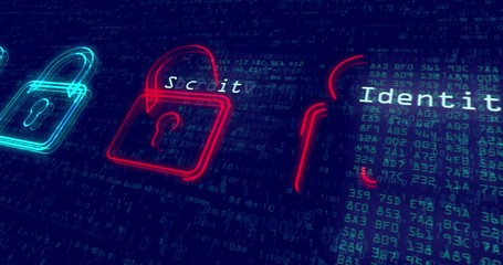 Loopable animation of computer protection, cyber safety and internet security. Privacy in cyber space abstract concept background.
