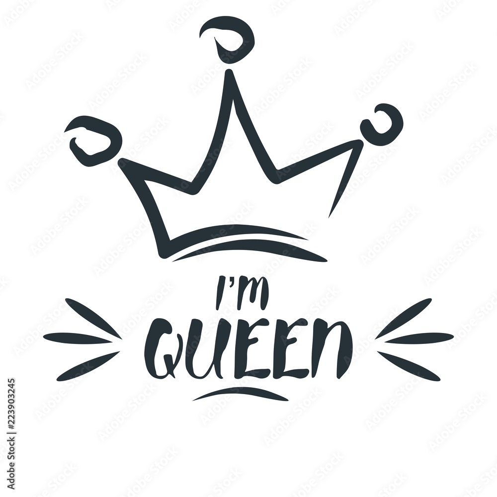 Royal crown drawn by hand in the style of doodle. I am queen. Element for  drawing greeting cards, promotional items for girls and women. Stock Vector  | Adobe Stock, image size:1000x1000