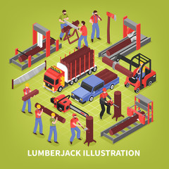 Lumberjack Isometric Vector Illustration  