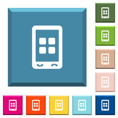 Mobile applications white icons on edged square buttons