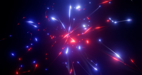 3d rendering. fantastic background of bright glowing particles in deep space. bright electric flashe