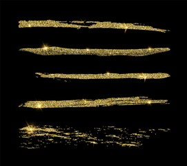 Wall Mural - set of golden glitter line brushes. good for wedding, birthday party, fashion, rich, luxury design. 