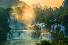 Bangioc - Detian Waterfall Is Locate At Border Of China And Vietnam, It's Famous Water Fall Of Both Country. There Are Boat Service Tourist For See Nearby The Waterfall.