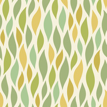 Seamless Vector Floral Pattern With Abstract Leaves Painted Random In Pastel Green Colors On White Background