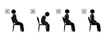 Illustration Of A Man Sitting Correctly And Incorrect Posture, Back Position