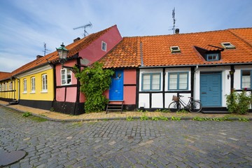 Wall Mural - Traditional colorful half-timbered houses in Ronne, Bornholm, Denmark