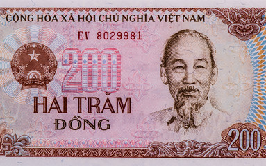 dong bank note of Vietnam. Dong is the national currency of Vietnam, Close Up UNC Uncirculated - Collection.