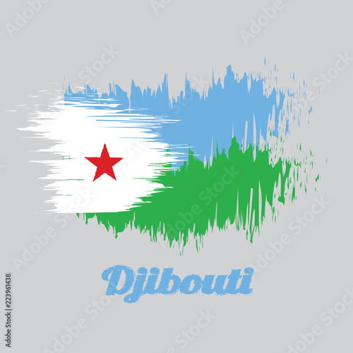 Brush style color flag of Djibouti, a horizontal light blue and ...