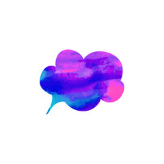 Wall Mural - Vector Watercolor Talk Bubble Isolated on White Background, Blue and Pink.