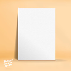 Aufkleber - Vector of White paper poster in pastel colorful orange studio room,Template mock up for display of design or your content ,Business presentation.