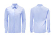 Blue color formal shirt with button down collar isolated on white