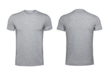 blank gray t-shirt isolated on white background