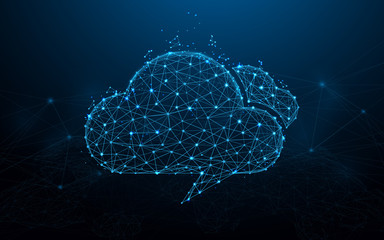 Fototapete - Cloud computing form lines, triangles and particle style design. Illustration vector
