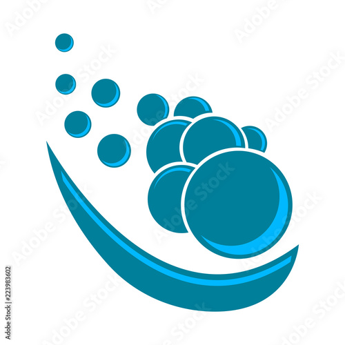 Vector cartoon illustration character made of soap blue bubbles. Bubble