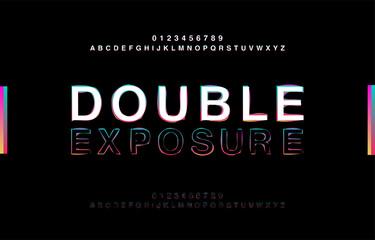 Abstrct Alphabet Double Exposure Glitch Modern Style. Typography Colorful Type for Logo, Creative, Banner or Heading Black Bold Font