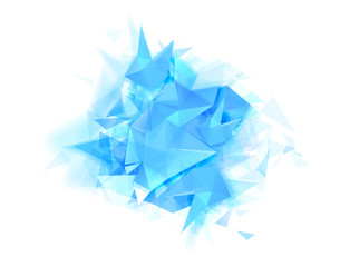 Poster - Modern abstract banner with blue color and graphic texture formed by geometric triangles.