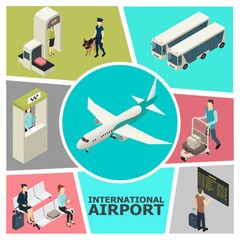 Poster - Isometric Airport Colorful Template