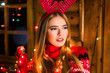 Beautiful girl with festive lights