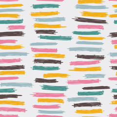 Wall Mural - Seamless pattern design with sloppy doodle stripe blocks