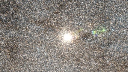 Wall Mural - Infinite star field travel flare light at center in Andromeda galaxy. Contains public domain image by NASA