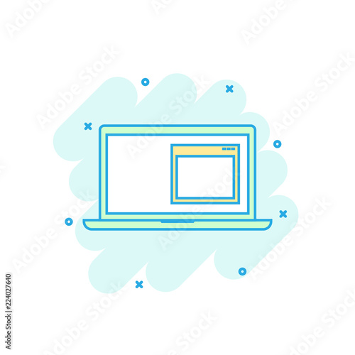 Cartoon Colored Laptop Icon In Comic Style Computer Notebook Sign Illustration Pictogram Pc Monitor Splash Business Concept Buy This Stock Vector And Explore Similar Vectors At Adobe Stock Adobe Stock
