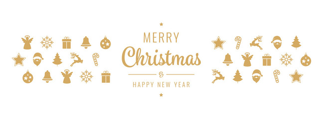 Wall Mural - christmas golden icon ornament elements isolated background