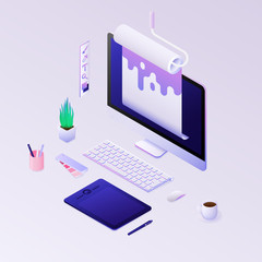 Wall Mural - concepts for web design development, design studio. vector illustration
