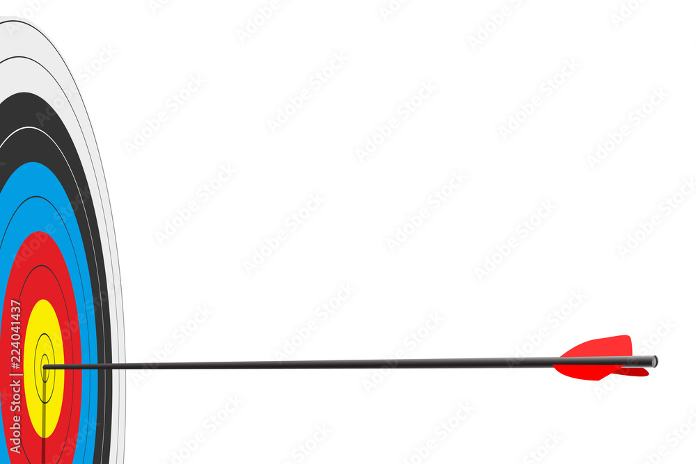 Archery target with arrow isolated on white background. Vector poster ...